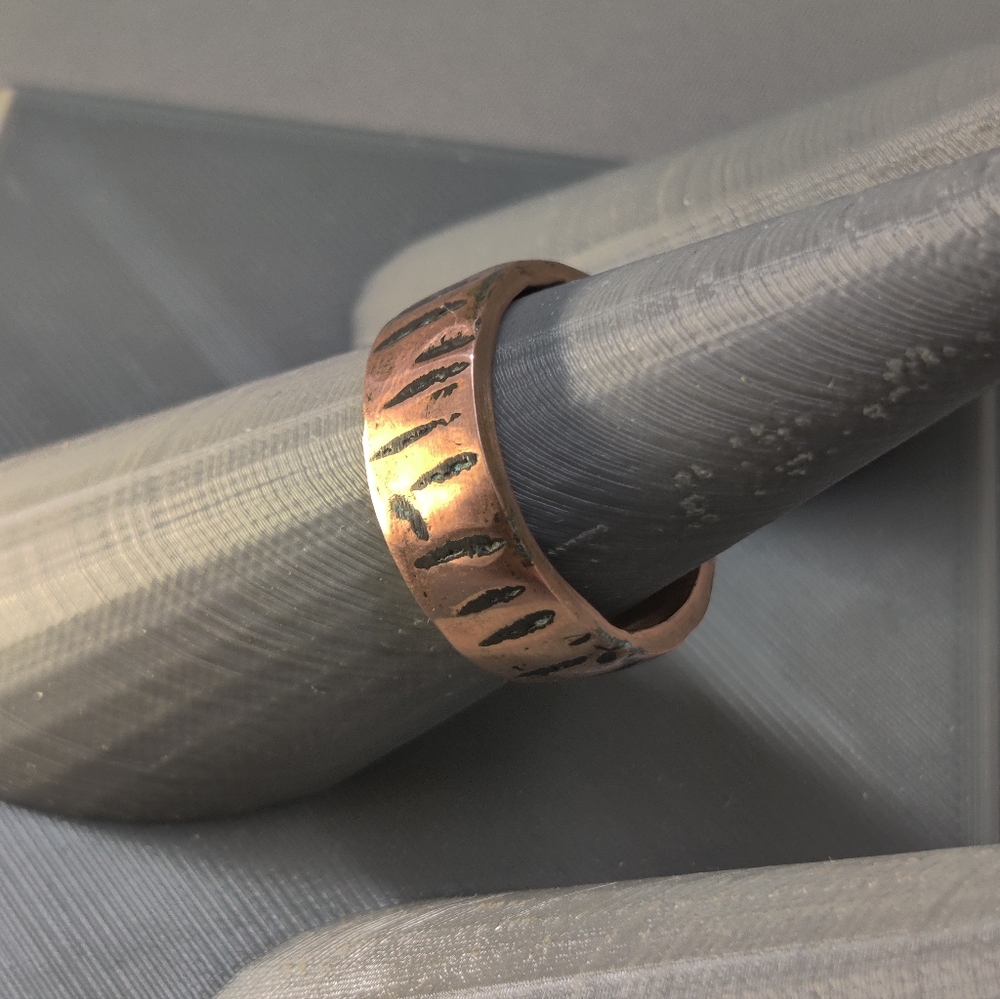 Copper Ring Size 10.25 Band Minimal Texture Hammered Solid Handcrafted Made USA - Picture 3 of 7